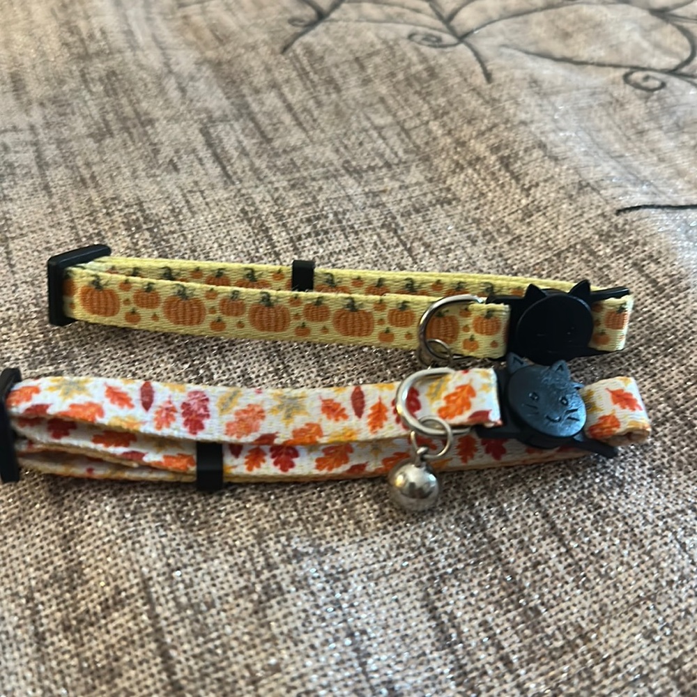 Set of two breakaway cat collar fall/autumn vibes